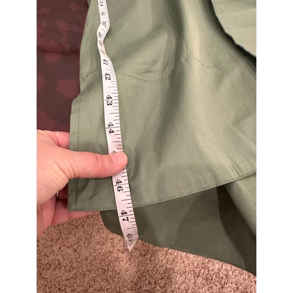 Chicos Olive Green Collared Short Sleeve Shirt Dress Midi Pockets Size 2 - Picture 9 of 9